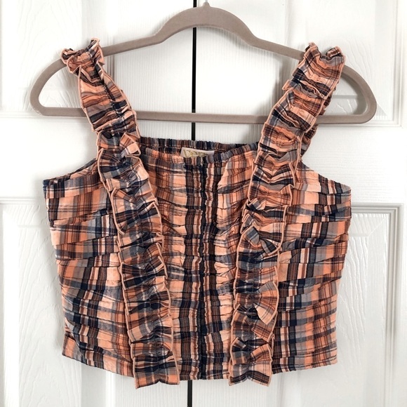 Anthropologie Verb by Pallavi Singhee Ruffled Plaid Top Cropped Tank Size XS NWT - Picture 1 of 15